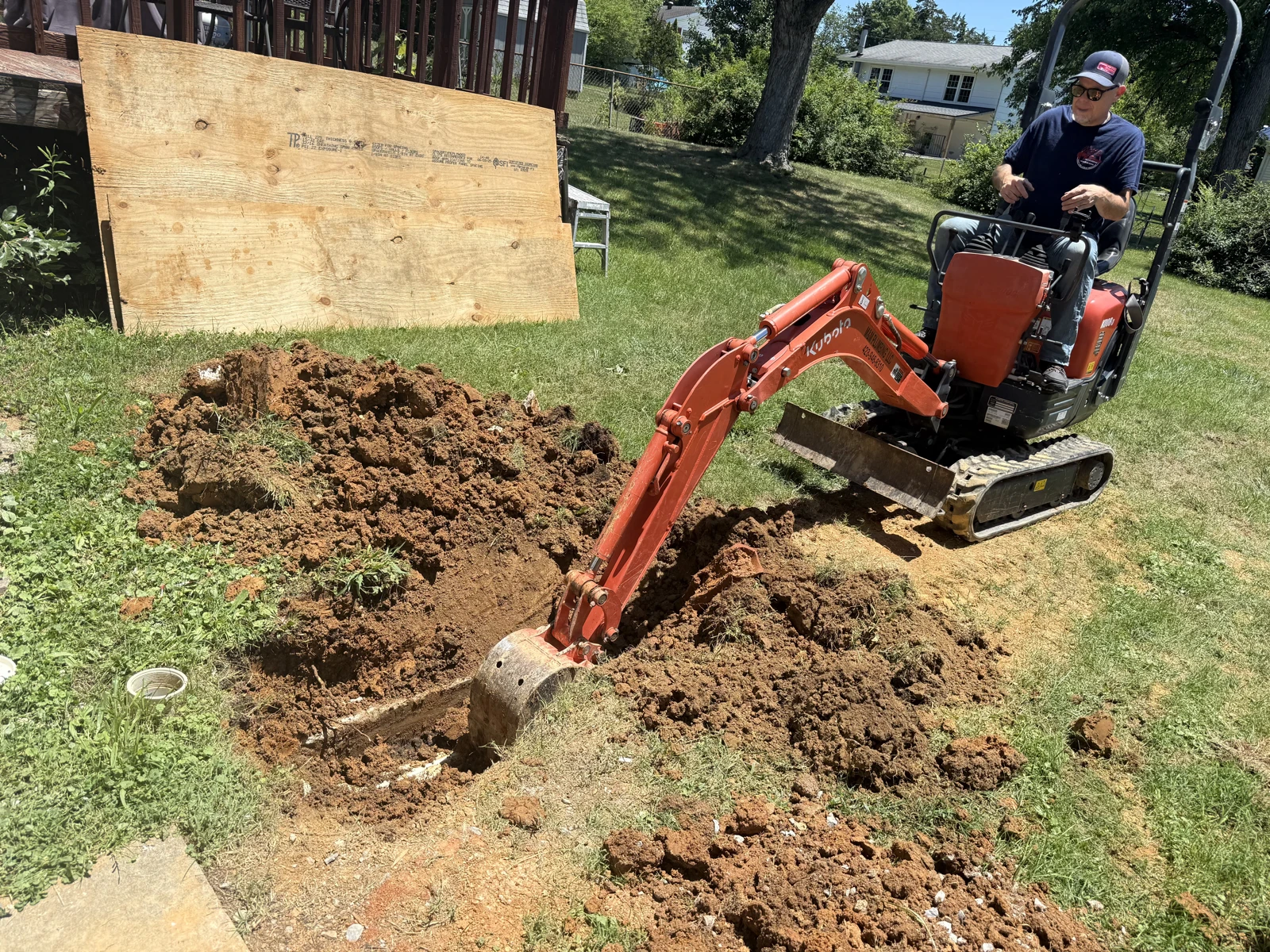 Excavation for underground plumbing work